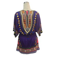 Bohemia Women Dress Casual Short Sleeve African Print Bubble Print Mini Dress vestidos femininos IMY66