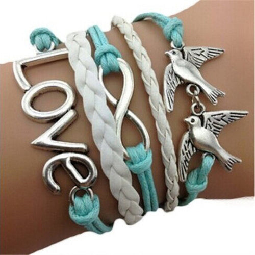 Bracelets For Women Vintage Bohemian Handmade Adjustable LOVE Letter Anchor Pigeon Multilayer Bracelet Wristband IMY66