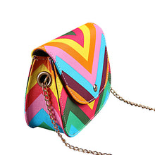 Women Crossbody Bag Rainbow Color Stripes Ladies Rivet PU Leather Shoulder Messenger Bag Bolsa feminina IMY66