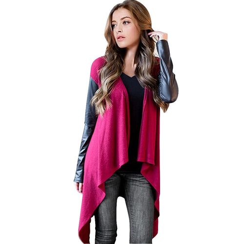 Cardigans Women's Long Sleeve Casual Patchwork Long Jacket Coat Irregular Loose Outwear Jacket Coat Tops IMY66