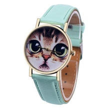 Cartoon Dress Watch For Women Cat Pattern PU Leather Band Quartz Vogue Wrist Watch Relogios feminino Clock IMY66