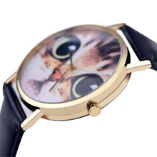 Cartoon Dress Watch For Women Cat Pattern PU Leather Band Quartz Vogue Wrist Watch Relogios feminino Clock IMY66