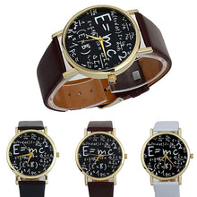 Casual Dress Watch Math Symbols Faux PU Leather Analog Quartz Watch For Women Clock Hours FT3 IMY66
