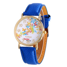 Casual Dress Watches Women Butterfly Print PU Leather Band Quartz Wrist Watch montre femme relogio feminino IMY66