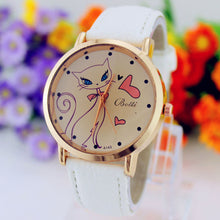 Casual Dress Watches Women Faux Leather Strap Band Cat Print Analog Quartz Wrist Watch Clock relogios feminino IMY66