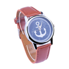 Casual Dress Wathes Women Ladies Anchors Print PU Leather Band Analog Quartz Wrist Watches Relogio Feminino IMY66