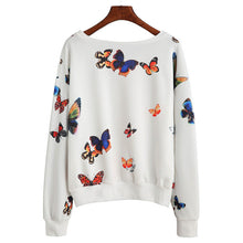 Casual T-Shirts For Women Butterfly long Sleeve Round Neck Sweatshirt Pullovers Tee Shirt femme camisetas y tops IMY66
