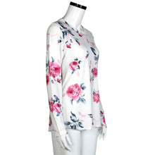 Casual T-Shirts For Womens Flowers Printing Long Sleeve Round Neck Tee Shirt femme camisetas y tops IMY66