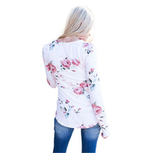 Casual T-Shirts For Womens Flowers Printing Long Sleeve Round Neck Tee Shirt femme camisetas y tops IMY66
