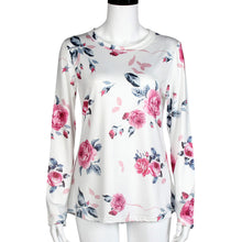 Casual T-Shirts For Womens Flowers Printing Long Sleeve Round Neck Tee Shirt femme camisetas y tops IMY66