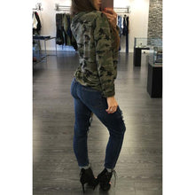 Casual T-Shirts Women Sexy Lace Up Long Sleeve Shirt Camouflage Print Bandage Tee shirt femme camisetas y tops IMY66