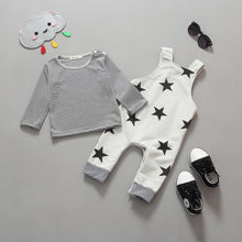 Children Kids Baby Boys Clothing Sets Suits Stripe Long Sleeve T-shirt Tops+ Printed Bib Pants Overall Outfits IMY66