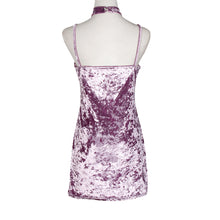 Choker Dress Women Spaghetti Strap Backless Bodycon V Neck Shiny Velvet Dress Party Mini Dress vestido de festa IMY66