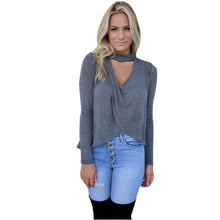 Choker T-Shirts For Women Long Sleeve T-Shirt Top Casual Irregular Halter Tee Shirt femme camisetas mujer IMY66