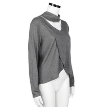 Choker T-Shirts For Women Long Sleeve T-Shirt Top Casual Irregular Halter Tee Shirt femme camisetas mujer IMY66