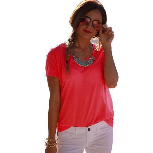 Clothing For Women Lady Simple Short Sleeve Casual Tops T-Shirts Blusas Femininas IMY66