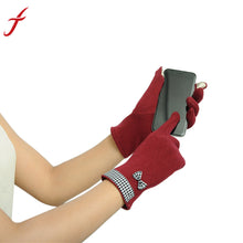 Colorful Womens Plaid Stitching Cute Bow Soft Screen Touch Warm Wrist Gloves Mittens IMY66