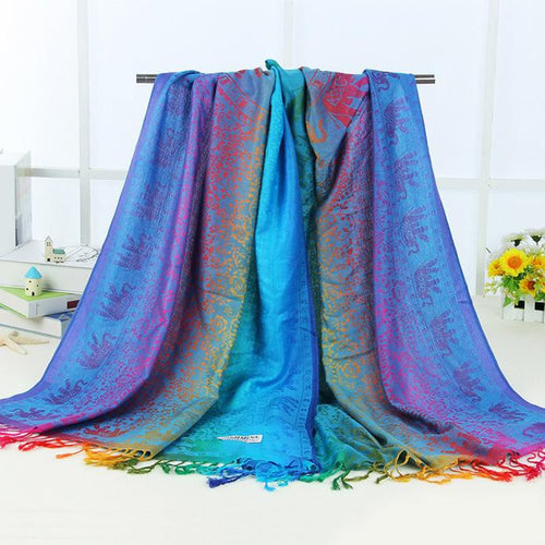 Colourful Print For Lady Women Double Sided Elephant National Wind Long Scarf Wrap Shawl Scarf women IMY66