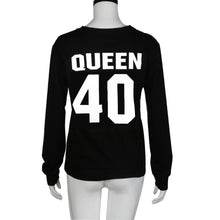 Coulple T-Shirts KING 01 QUEEN 40 Letter Print Long Sleeve Tee Shirt Tops Lovers Shirt Blusas Femininas IMY66