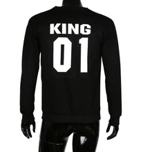 Coulple T-Shirts KING 01 QUEEN 40 Letter Print Long Sleeve Tee Shirt Tops Lovers Shirt Blusas Femininas IMY66