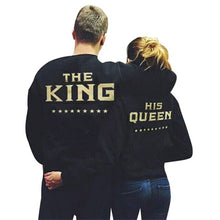 Couple Lover T-Shirts HIS Queen Letter Print Tops Long Sleeve Tee Shirts femme Sweater Blusas Femininas IMY66