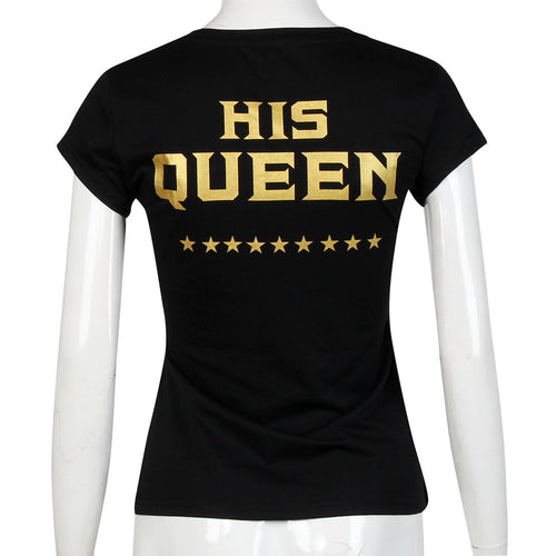 Couple T-Shirt Women THE KING Letter Print Short Sleeve T-Shirt Tops Shirt tee shirt femme camisetas y top IMY66