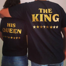Couple T-Shirt Women THE KING Letter Print Short Sleeve T-Shirt Tops Shirt tee shirt femme camisetas y top IMY66
