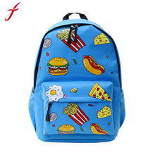 Cute Unisex Double-Shoulder Canvas Hamburger Backpack Schoolbag For Boy Girl Teenagers Travel Bag IMY66