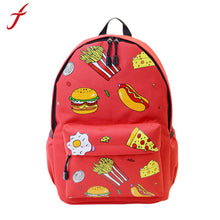 Cute Unisex Double-Shoulder Canvas Hamburger Backpack Schoolbag For Boy Girl Teenagers Travel Bag IMY66