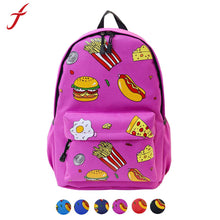 Cute Unisex Double-Shoulder Canvas Hamburger Backpack Schoolbag For Boy Girl Teenagers Travel Bag IMY66