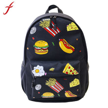 Cute Unisex Double-Shoulder Canvas Hamburger Backpack Schoolbag For Boy Girl Teenagers Travel Bag IMY66