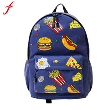 Cute Unisex Double-Shoulder Canvas Hamburger Backpack Schoolbag For Boy Girl Teenagers Travel Bag IMY66