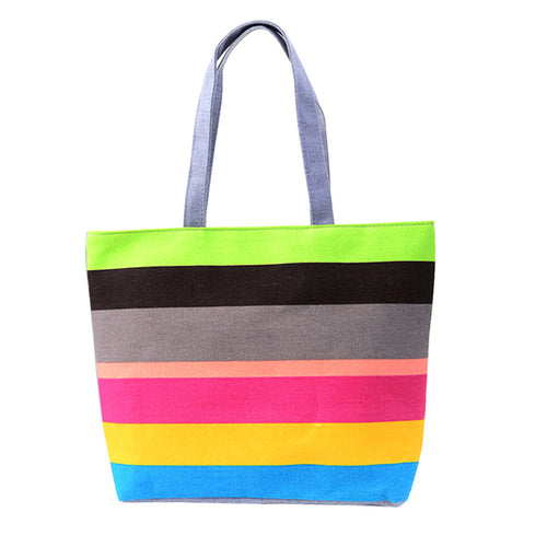 Women Clutch Handbags Striped Color Messenger Bag Lady Shoulder Bags Bolsas Canvas Tote Bag IMY66