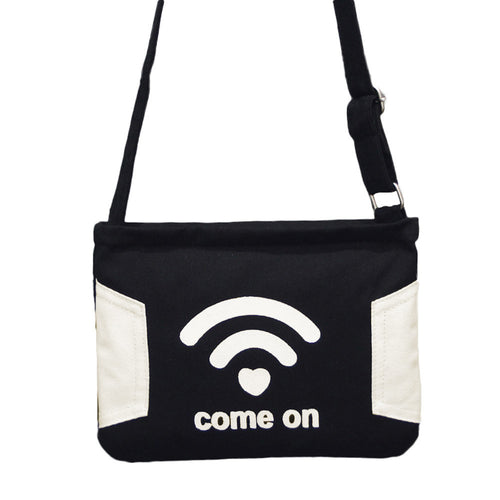 Women Canvas Bag WIFI Letter Print Handbag Shoulder Crossbody Bag Ladies Purse bolsas feminina IMY66