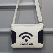 Women Canvas Bag WIFI Letter Print Handbag Shoulder Crossbody Bag Ladies Purse bolsas feminina IMY66