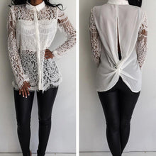 Women Long Sleeve Lace Shirts Tops Sexy Backless Hollow TransparenT-Shirt Blouses blusa feminina IMY66