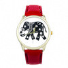 Dress Watches For Women Elephant Printing Pattern Weaved PU Leather Quartz Watch Clocks Hours relogio feminino IMY66