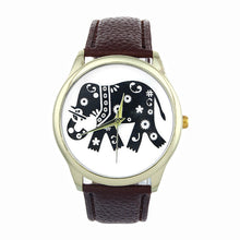Dress Watches For Women Elephant Printing Pattern Weaved PU Leather Quartz Watch Clocks Hours relogio feminino IMY66