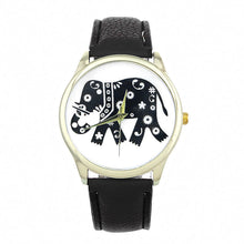 Dress Watches For Women Elephant Printing Pattern Weaved PU Leather Quartz Watch Clocks Hours relogio feminino IMY66