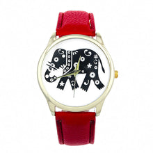 Dress Watches For Women Elephant Printing Pattern Weaved PU Leather Quartz Watch Clocks Hours relogio feminino IMY66
