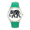 Dress Watches For Women Elephant Printing Pattern Weaved PU Leather Quartz Watch Clocks Hours relogio feminino IMY66