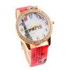 Dress Watches Women Ladies Rose Pattern Rhinestone PU Leather Quartz Wrist Watch For Women Relogios Feminino IMY66