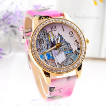 Dress Watches Women Ladies Rose Pattern Rhinestone PU Leather Quartz Wrist Watch For Women Relogios Feminino IMY66
