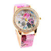 Dress Watches Women Ladies Rose Pattern Rhinestone PU Leather Quartz Wrist Watch For Women Relogios Feminino IMY66