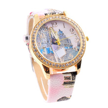 Dress Watches Women Ladies Rose Pattern Rhinestone PU Leather Quartz Wrist Watch For Women Relogios Feminino IMY66