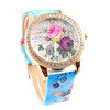 Dress Watches Women Ladies Rose Pattern Rhinestone PU Leather Quartz Wrist Watch For Women Relogios Feminino IMY66