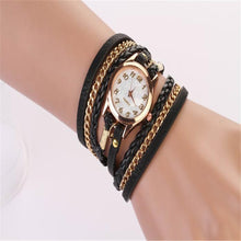 Dress Watches Women PU Leather Strap Braided winding Rivet Bracelet Watches Wristwatch relogio feminino Hour IMY66
