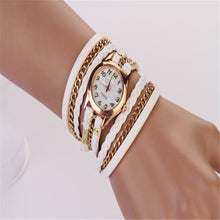 Dress Watches Women PU Leather Strap Braided winding Rivet Bracelet Watches Wristwatch relogio feminino Hour IMY66