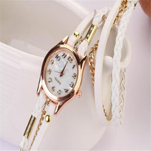 Dress Watches Women PU Leather Strap Braided winding Rivet Bracelet Watches Wristwatch relogio feminino Hour IMY66