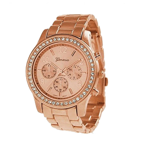 Elegant Women's Luxury Rose Golden Alloy Bracelet Quartz Watch relogio feminino Relojes Mujer IMY66